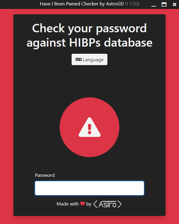 password has been found in database